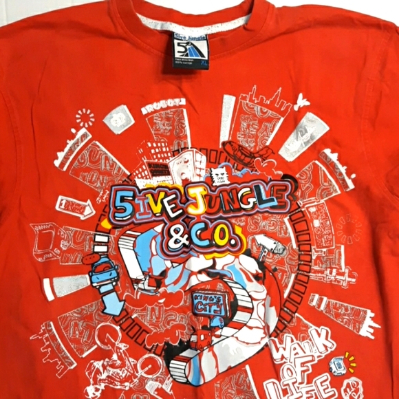 Mens Red 5ive Jungle Skate Short Sleeve Graphic Te - Picture 5 of 14
